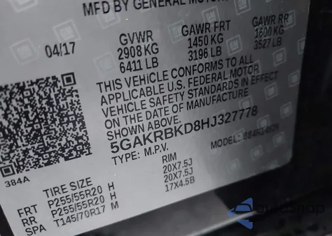 2017 Buick Enclave Leather из США, поврежденный, VIN 5GAKRBKD8HJ327778